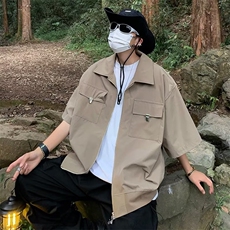 五分袖夏季潮流气质新款青春流行潮衬衫标准方领原宿TC09-P42，男装衬衫，星座1109-3