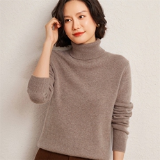 秋冬季35%羊绒65%羊毛休闲百搭7针加厚高翻领羊绒衫，女装羊绒衫，广悦羊绒