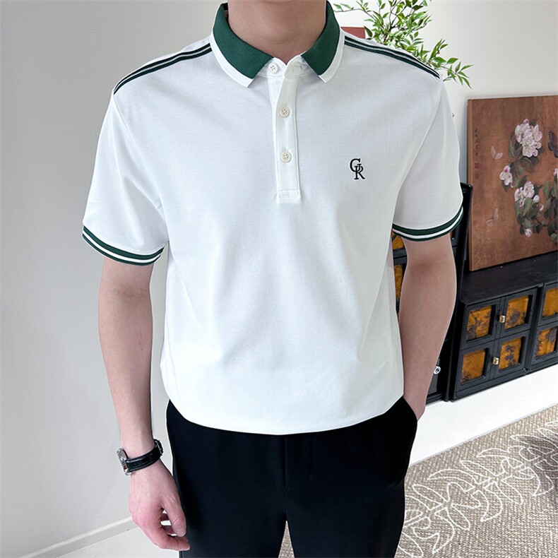夏季翻领男生刺绣款肩带设计POLO衫A3104-P50,男装Polo衫,星座1012-1