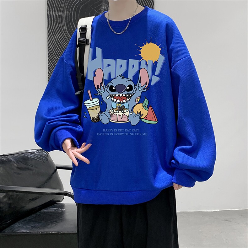 华夫格卫衣圆领卫衣男大码长袖t恤男外套HW76077-P30加绒款-P40,男装卫衣,电商A040