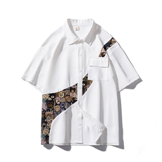 1小熊短袖衬衫男+短裤大码情侣套装92%聚酯纤维8%氨纶TZ77057P70，男装衬衫，星座226-2