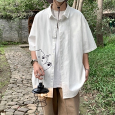 DSA028-MDSK307夏季新款港风百搭潮流印花短袖衬衫男，男装T恤，电商A028