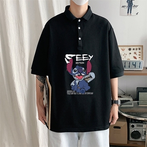 PL57038-P35 翻领短袖polo衫男大码胖子半袖t恤男有领保罗衫 模特图片