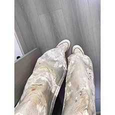 现货美式复古涂鸦baggy做旧宽松直筒牛仔裤男女同款L10655-P62，男装牛仔裤，星座1008