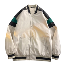 小牛津上衣夹克宽松落肩拼色棒球服外套XZ214-8JK700-P65，男装夹克，星座1204-3