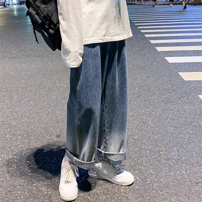 NK3001-P55 渐变色牛仔裤男士宽松直筒裤男裤长裤子男图片