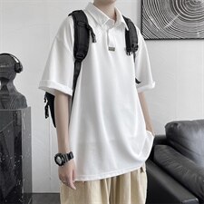 港风夏季新款简约polo衫棉麻宽松翻领短袖A177/T555，男装T恤，电商A177