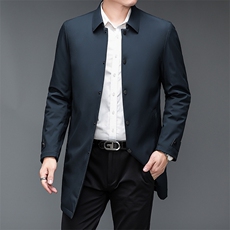 DZ62299钱塘2020-3秋冬季新款时尚休闲简约长款中年男士风衣P200，男装风衣，钱塘207-3