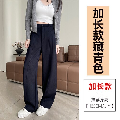 防褪色丹宁蓝直筒牛仔裤春季小个子原色宽松显瘦窄版阔腿裤，女装休闲裤，云美莎专业女裤-全店现货