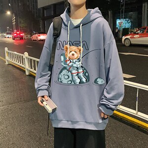 WY2251-P35 纯棉连帽卫衣男大码运动帽衫宽松薄外套男图片