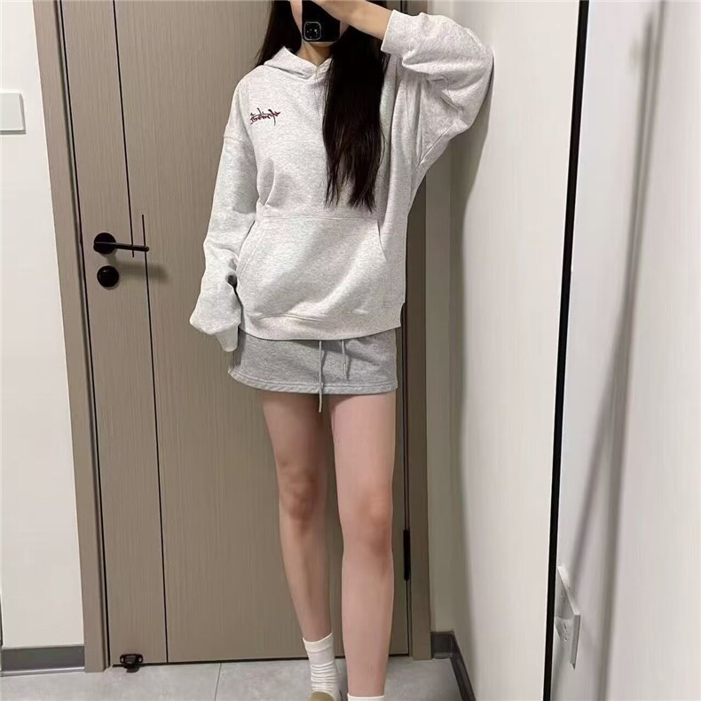 新款潮牌美式字母印花宽松百搭春秋重磅连帽卫衣情侣运动外套,女装短外套,星座1210-1