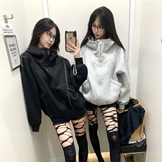 抖音得物高品质秋冬美式高街重磅结构辑明线纹理连帽卫衣外套W111，男装卫衣，电商A486