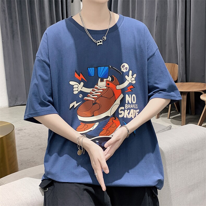港风嘻哈设计款原创印花短袖T恤大码宽松男潮517A-1-T911-P28控38,男装T恤,星座517A-1