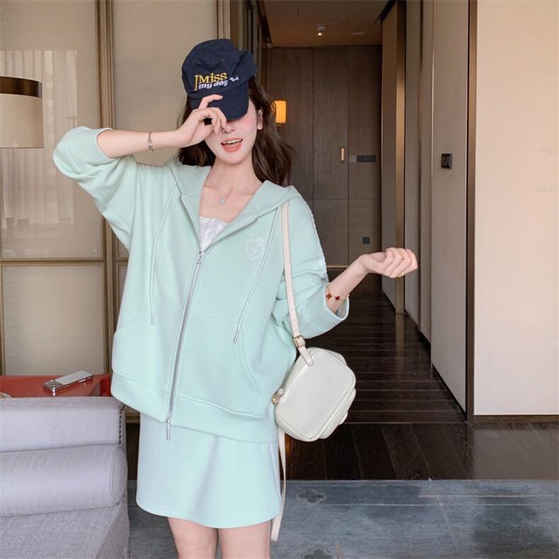 新款年后出绿色连帽卫衣短裙套装5533P180K288,女装套装/套裙,2C176