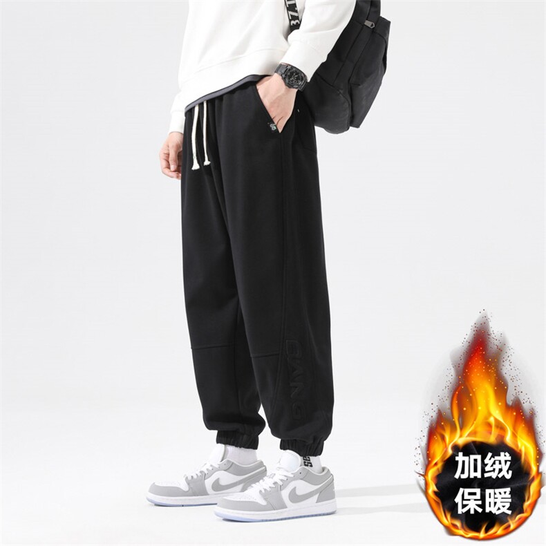 M-9XL男士加绒加厚大码宽松休闲印花卫裤  大码元图片