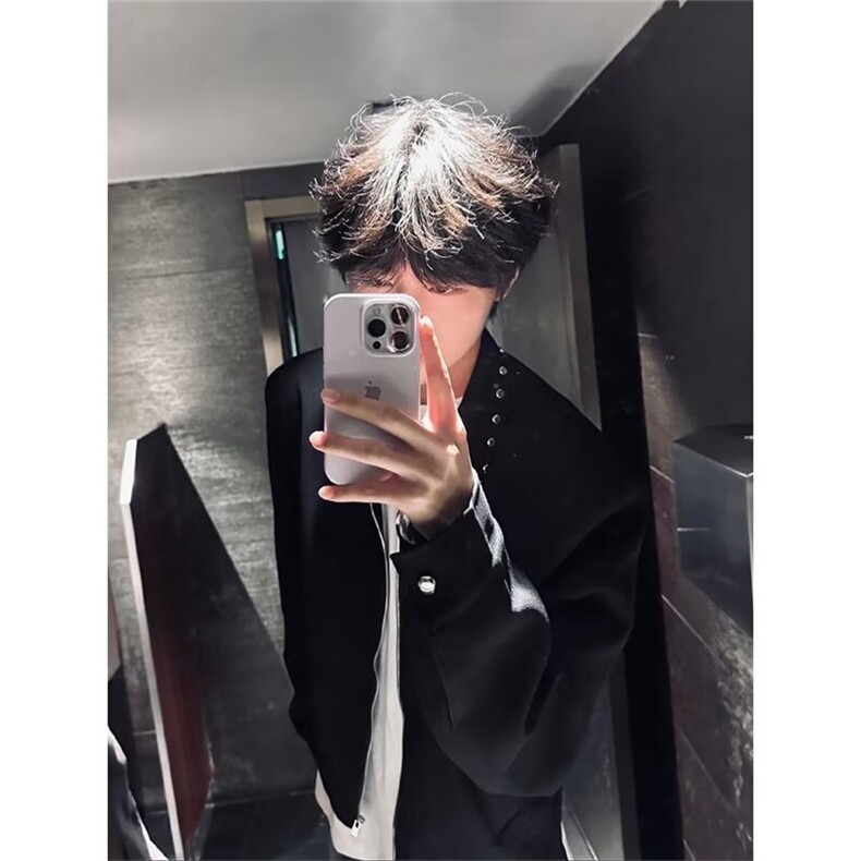 Y6634-P62美式极简高级感痞帅垫肩外套男,女装短外套,电商B323A
