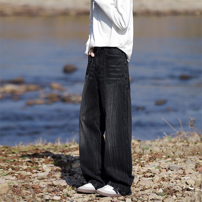 8XL-M高街做旧闪电纹牛仔裤大码潮牌美式复古扎染裤子NZ9006/P65,男装牛仔裤,电商B238
