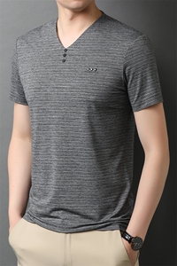 QLM88215男式2023年夏季新款T恤衫男短袖v领休闲体恤P50图片