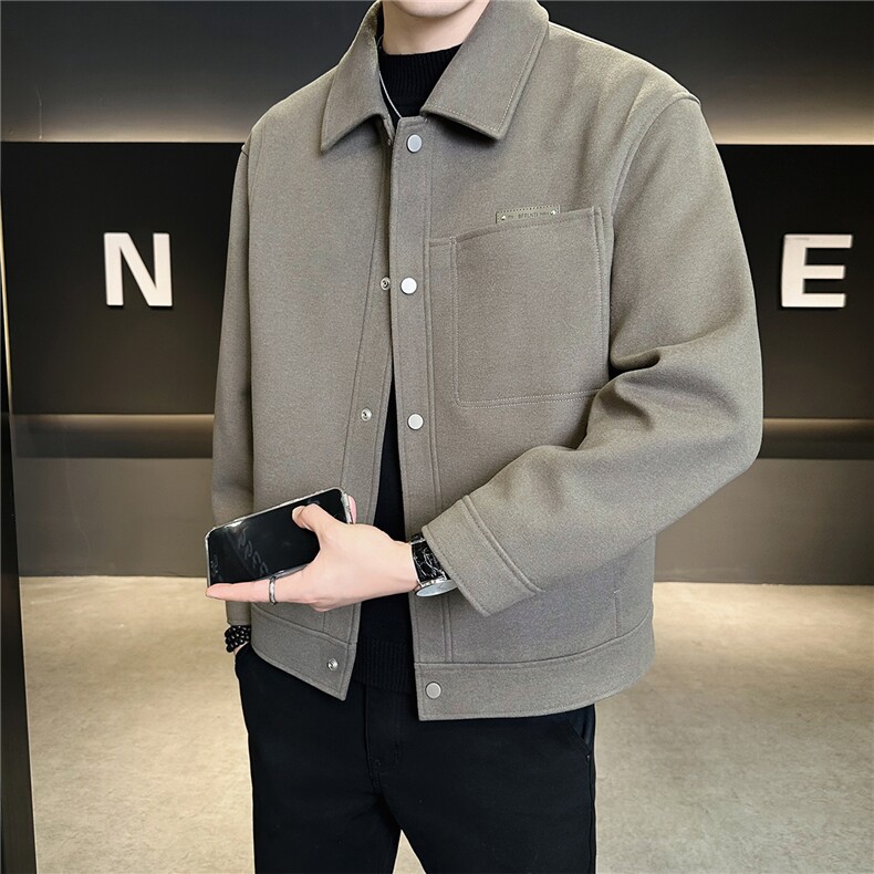 毛呢外套男秋冬季2025新款痞帅呢料男装呢子夹克A313-8918-P150,男装夹克,电商A313