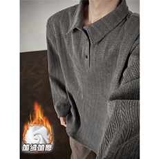 现货T1015-常规P35特控68加绒P40特大码麦穗条长袖T恤，男装T恤，电商D232