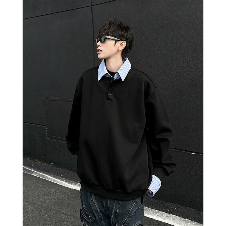 假两件条纹拼接卫衣女休闲百搭长袖上衣WY06624-P48,男装卫衣,星座308B-2