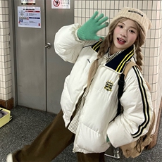美式复古棉服女2025年新款冬季棉袄bf潮羽绒棉衣学生外套情侣款，男装棉衣，星座506A