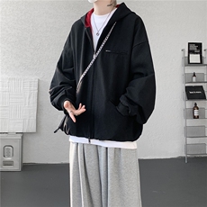8XL-M美式复古撞色连帽水洗夹克男高级感做旧情侣外套JK1327P88，男装夹克，电商D206-1