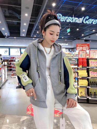 一杭袖子拼色带帽外套，女装，一杭