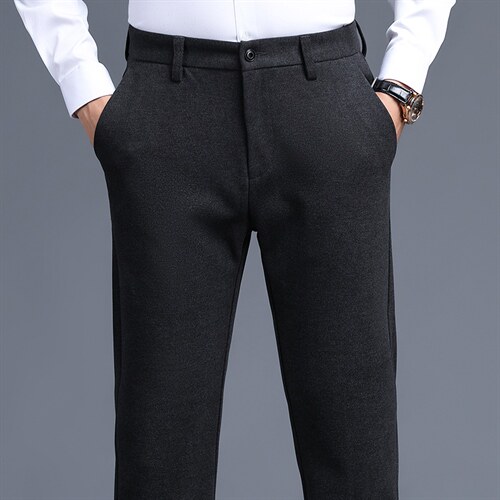 D2085秋冬新款男士商务休闲弹力纯色休闲裤免烫透气修身长裤P90,男装休闲裤,电商B360