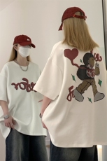 现货美式街头卡通发泡印花短袖T恤男女潮牌宽松情侣-C307-T130-38，男装T恤，电商C307