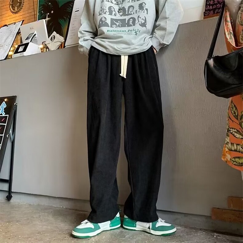 垂感裤子男秋冬款美式复古直筒裤秋季男款休闲长裤运动K4826-P32图片