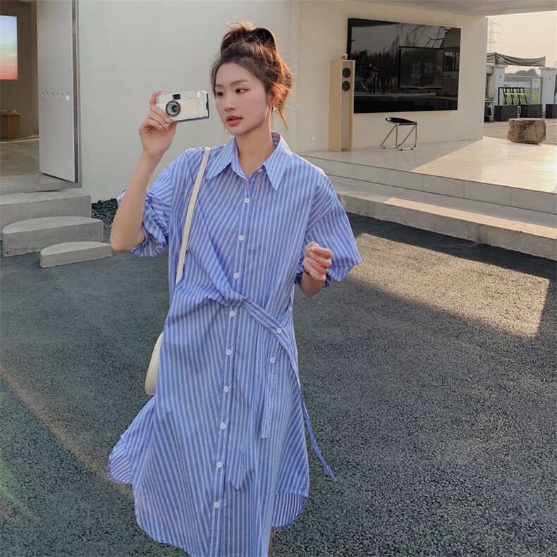 主推现货款宽松条纹连衣裙212A-603-P105-控155,女装连衣裙,浙宝212A