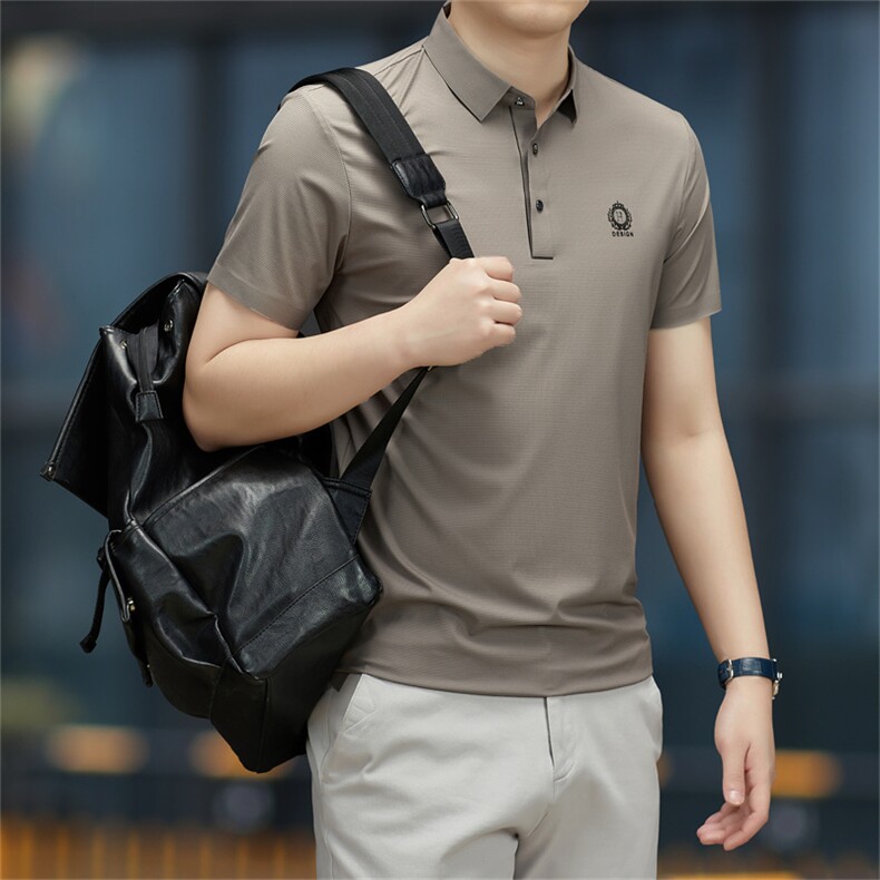 保罗男士短袖T恤翻领半袖薄款2023夏季新款中年商务休闲polo衫男,男装Polo衫,电商B212（原钱塘6029）