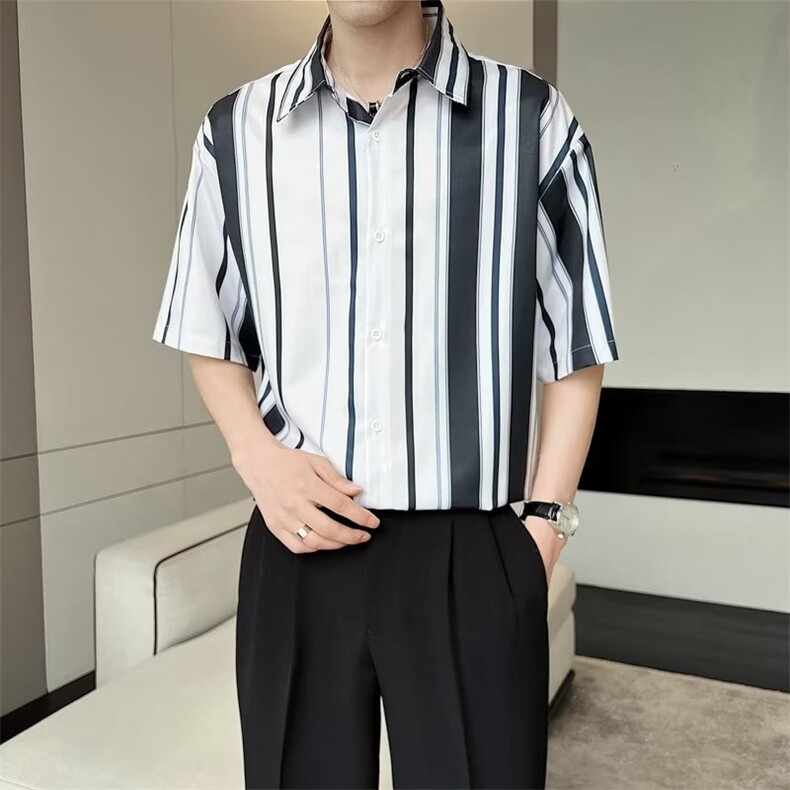 潮流夏季拼色青春流行五分袖宽松型男简约新款衬衫WC29P32,男装衬衫,星座1116-2
