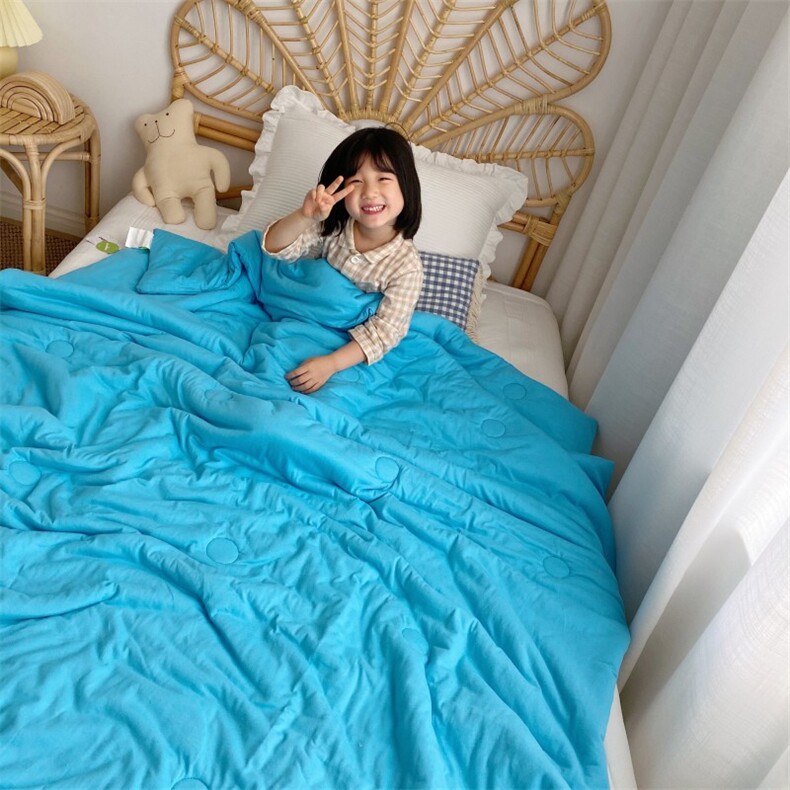 新款-有机棉花糖果色童被，被套/被芯，一起卖家纺