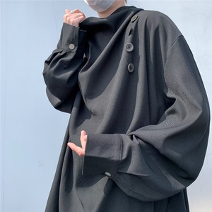 新中式原创山本耀司风复古不规则立领纽扣长袖衬衫男设计感上衣衬图片
