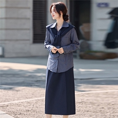 现货2025年秋季新款条纹披肩半身裙三件套，女装套装/套裙，盈茜