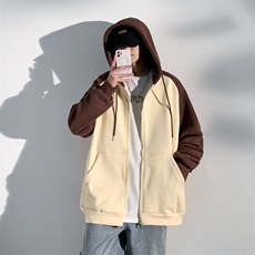 wassuphappy运动卫衣男春秋季新款潮牌重磅宽松开衫连帽上衣外套，男装卫衣，电商A436