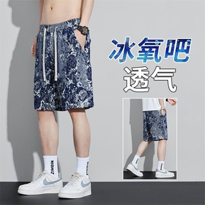 牛仔短裤男士2025年夏季新款美式高街宽松个性潮流直筒休闲裤D90图片