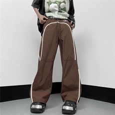 运动休闲长裤子男女微喇vibe阔腿裤垂坠感反光条直筒裤GK37-P39，男装休闲裤，星座1109-3