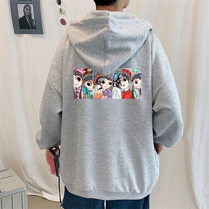 KS21250-P38 京剧脸谱风连帽开衫卫衣男运动外套大码班服图片