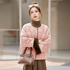 设计感立领拼接羽绒服女2025年冬季新款小个子白鸭绒短款，女装羽绒服，沁沁公主