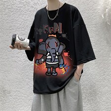 Q11221-P30春夏季七分袖t恤男大码五分袖男短袖中袖大皂风，男装T恤，电商A040