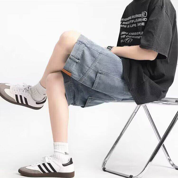 2025夏美式水洗做旧个性反穿牛仔短裤男直筒宽松五分裤DK79，男装牛仔裤，星座1108-1