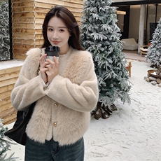现货2025新款仿皮草外套气质毛绒女外套2C212-G12-P175-K258，女装短外套，2C212