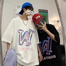 美式高街嘻哈潮牌纯棉短袖男夏季字母印花休闲半袖情侣装t恤上衣，男装T恤，星座218-1（原230）