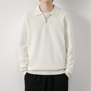 78293-P75半拉链男士POLO衫新款秋冬季纯色毛衣打底针织衫