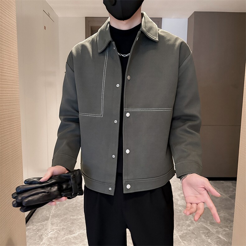 小伙店主风呢子大衣秋冬妮子毛呢拼色夹克外套A236-JK-5037-P135,男装夹克,电商A236