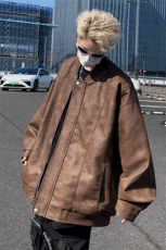 高街机动皮衣美式潮牌皮夹克外套光板二开A406JK1206特P83，男装夹克，星座309（原A406）