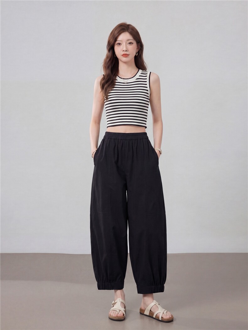 【夏季女装新款】时尚休闲简约百搭八分裤,女装休闲裤,缘衣格